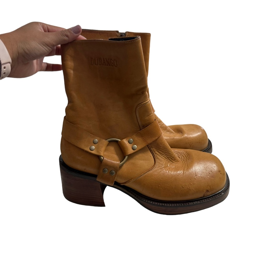 Durango Vintage Women's Western Leather Ankle Strap Chunky Boot